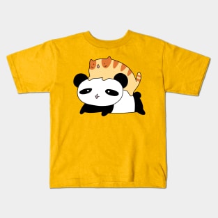 Panda and Orange Tabby Cat Kids T-Shirt